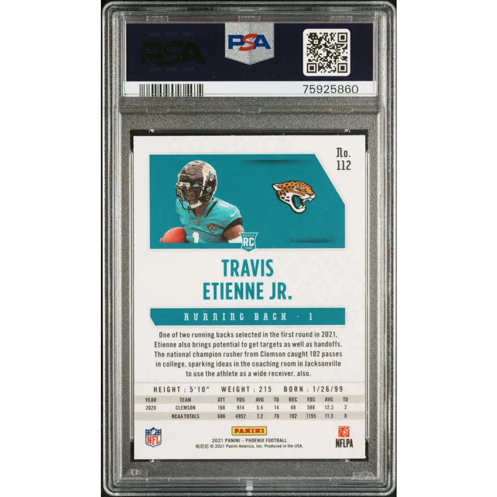 Travis Etienne Jr. 2021 Panini Phoenix #112 Fire Burst PSA 9 - Graded Trading Card