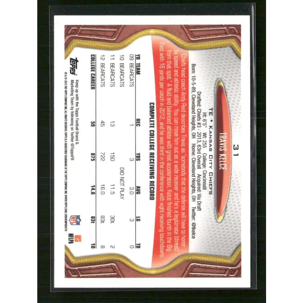 Travis Kelce 2013 Topps #31 - Trading Card