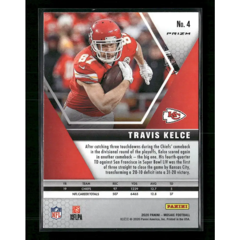Travis Kelce 2020 Panini Mosaic #4 Prizm Genesis - Trading Card