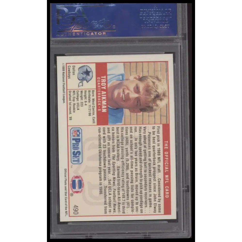 Troy Aikman 1989 Pro Set #490 PSA 9 - Graded Trading Card