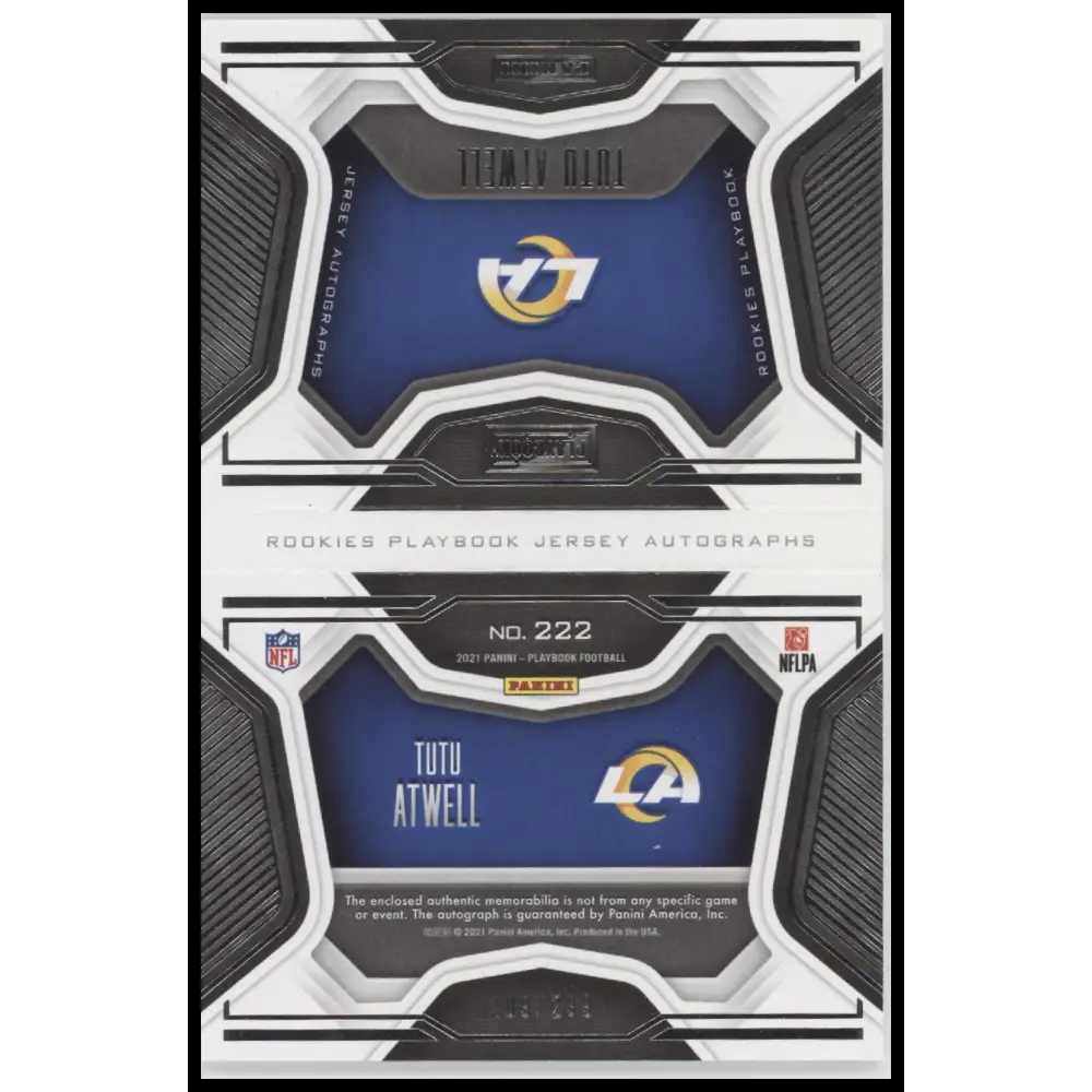 Tutu Atwell 2021 Panini Playbook #222 #/299 - Trading Card