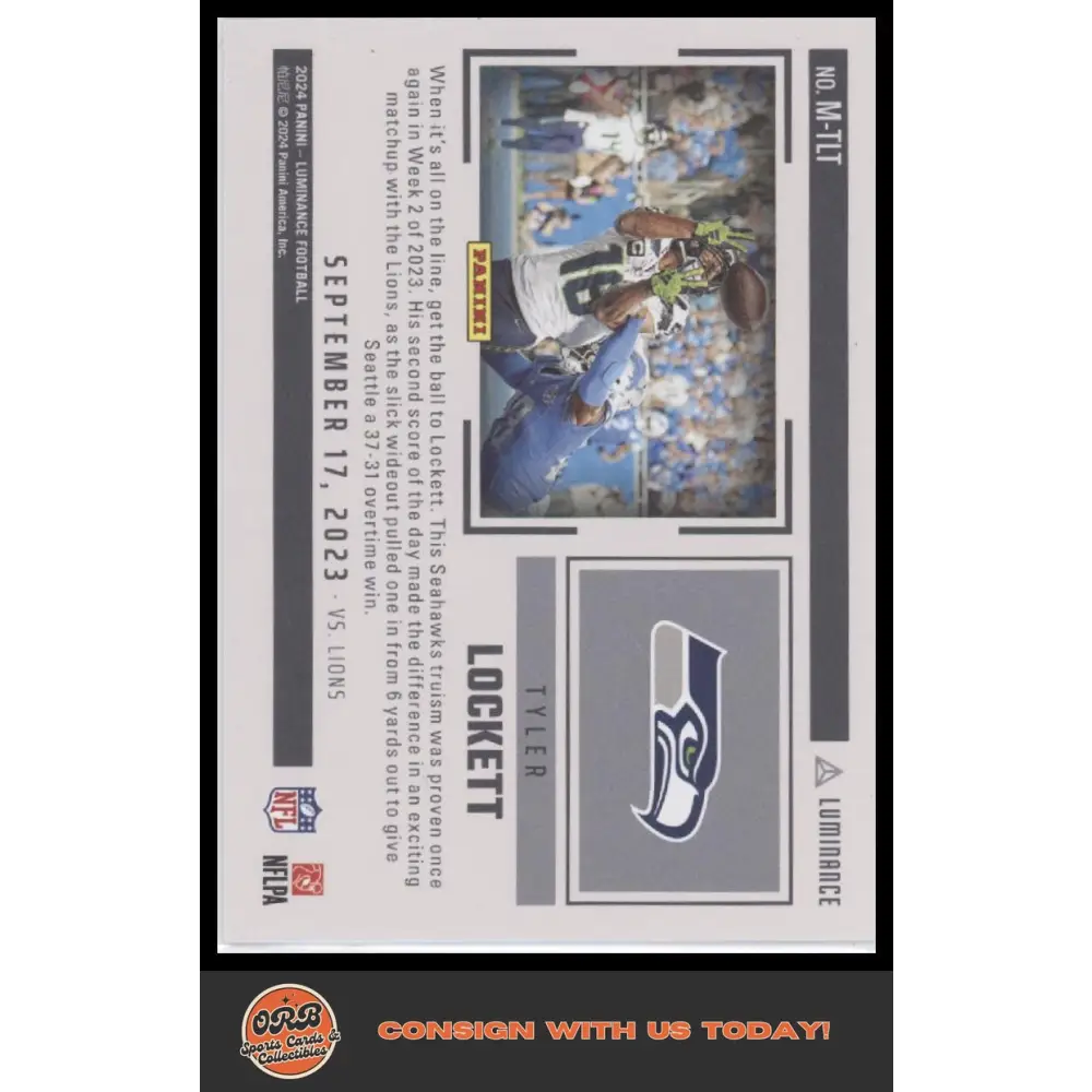 Tyler Lockett 2024 Panini Luminance #M-TLT Moments - Trading Card