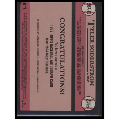 Tyler Soderstrom 2024 Topps Baseball 35th Anniversary Autographs (Series One) - Trading Card