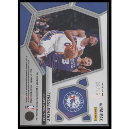 Tyrese Maxey 2023-24 Panini Mosaic Pictographs Mosaic Blue #/49