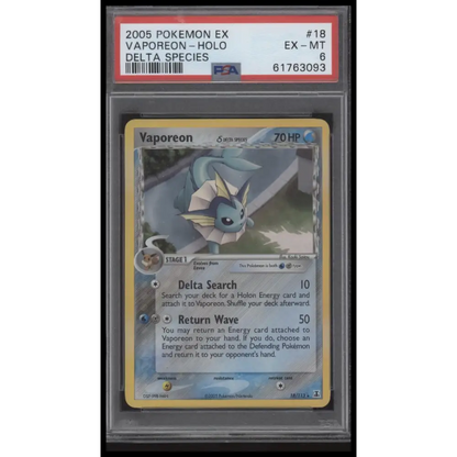 Vaporeon-Holo 2005 Pokemon Ex Delta Species #18 Delta Species PSA 6