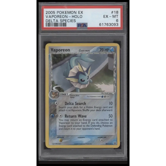 Vaporeon-Holo 2005 Pokemon Ex Delta Species #18 Delta Species PSA 6