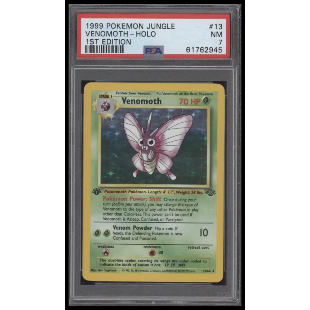 Venomoth-Holo 1999 Pokemon Jungle #13 1st Edition PSA 7