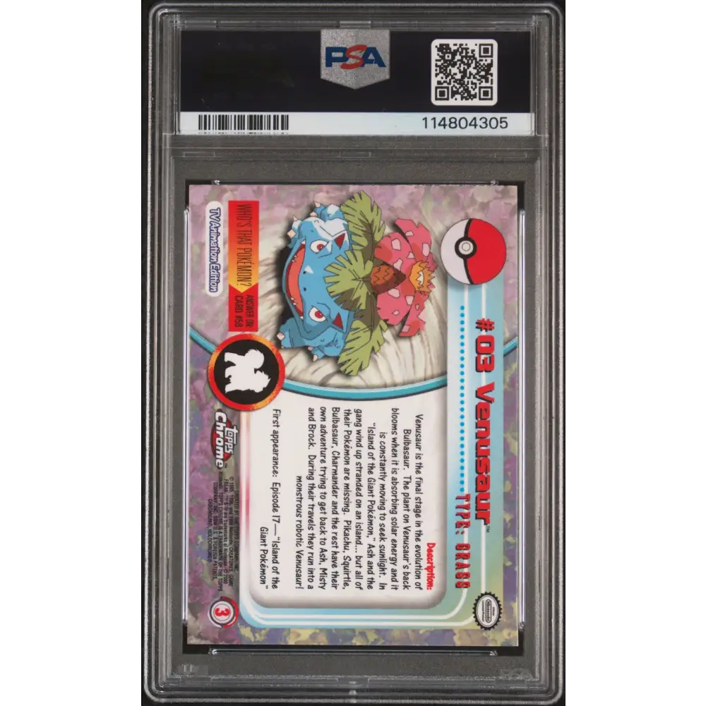 Venusaur 2000 Topps Chrome Pokemon T.V. #3 Pokemon T.V. PSA 9 - Graded Trading Card