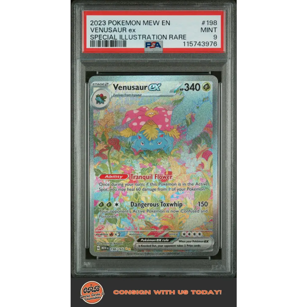 Venusaur Ex 2023 Pokemon Mew En-151 #198 Special Illustration Rare PSA 9 - Graded Trading Card