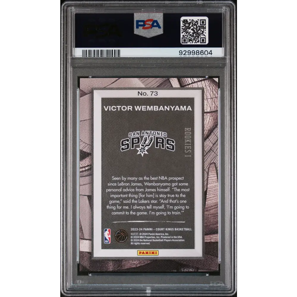 Victor Wembanyama 2023 Panini Court Kings #73 PSA 10 - Graded Trading Card