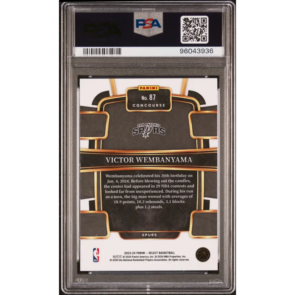 Victor Wembanyama 2023 Panini Select #87 Blue PSA 9 - Graded Trading Card