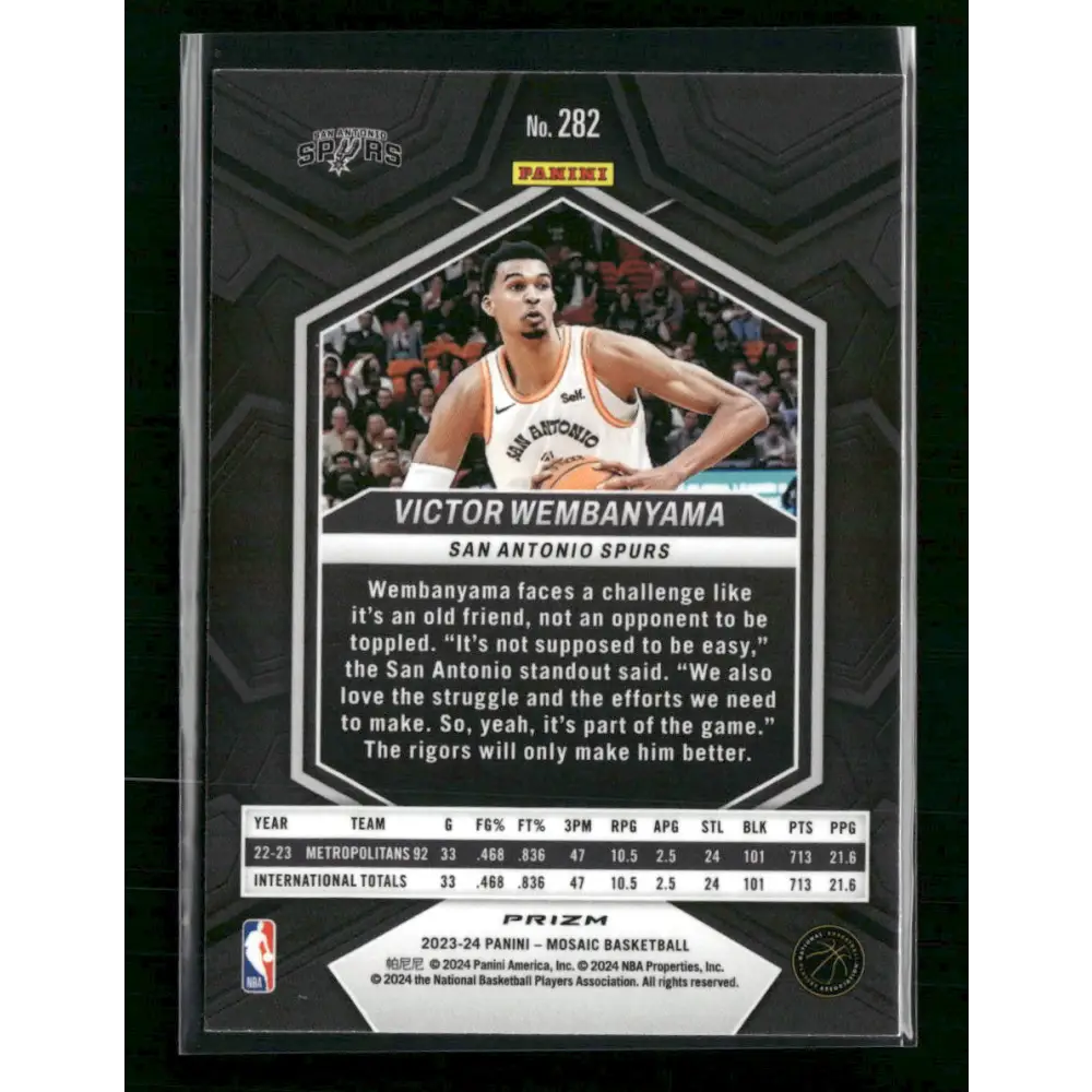 Victor Wembanyama San Antonio Spurs 2023-24 Panini Mosaic City Edition Rookie - Trading Card