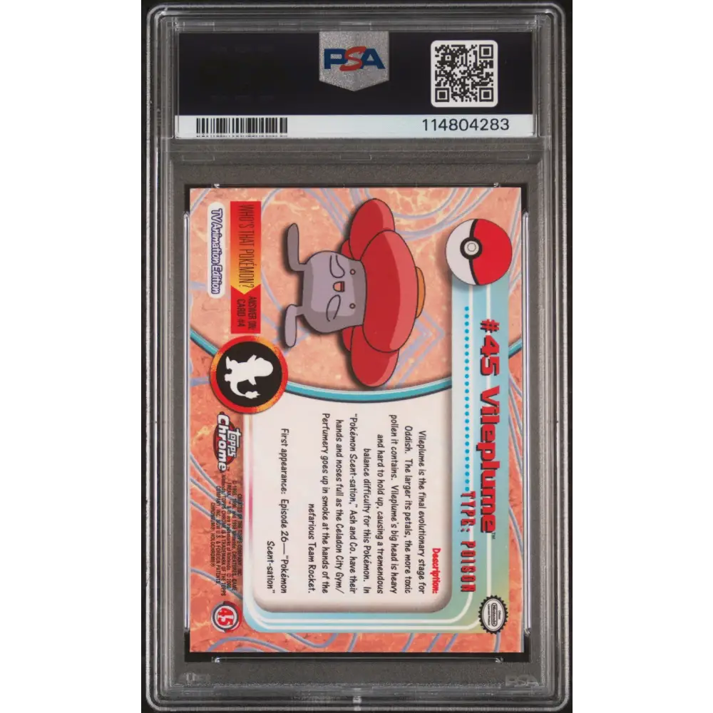 Vileplume 2000 Topps Chrome Pokemon T.V. #45 Pokemon T.V. PSA 10 - Graded Trading Card