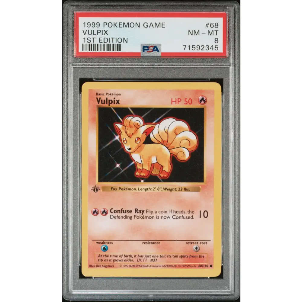 Vulpix 1999 Pokemon Game #68 1st Edition PSA 8 - Graded Trading Card