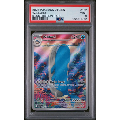Wailord 2025 Pokemon Jtg En-Journey Together #162 Illustration Rare PSA 9 - Graded Trading Card
