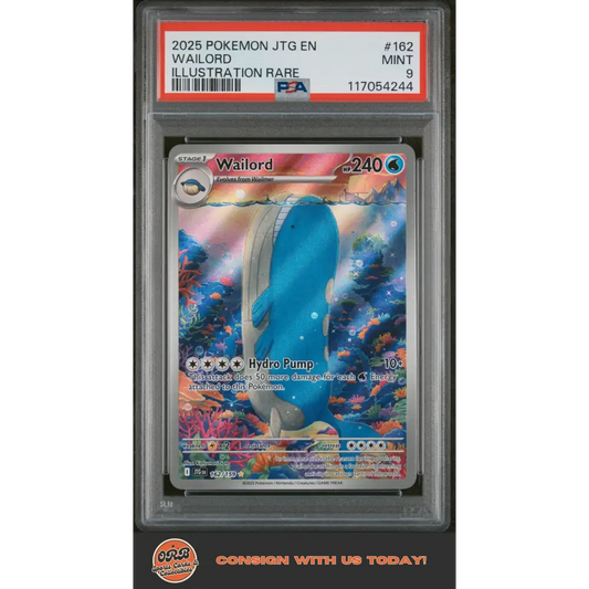Wailord 2025 Pokemon Jtg En-Journey Together #162 Illustration Rare PSA 9 - Graded Trading Card