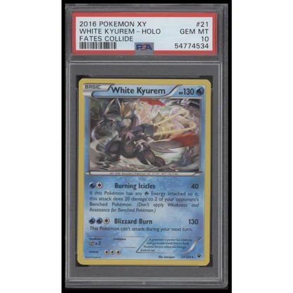 White Kyurem-Holo 2016 Pokemon Xy Fates Collide #21 Fates Collide PSA 10