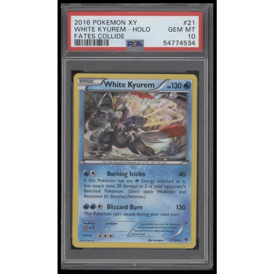 White Kyurem-Holo 2016 Pokemon Xy Fates Collide #21 Fates Collide PSA 10