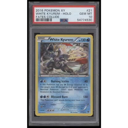 White Kyurem-Holo 2016 Pokemon Xy Fates Collide #21 Fates Collide PSA 10