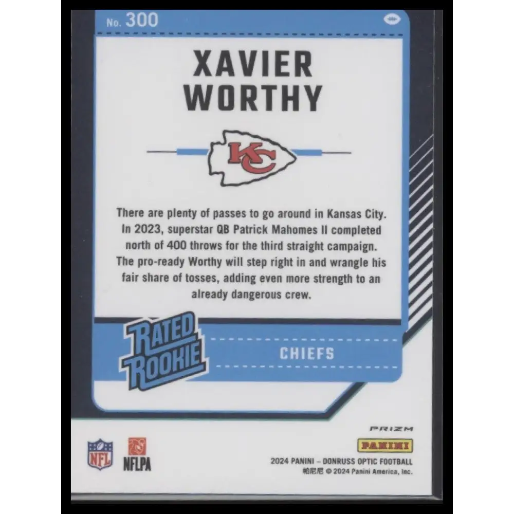 Xavier Worthy 2024 Donruss #398 Optic Rated Rookies Preview Red and Green