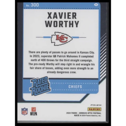 Xavier Worthy 2024 Donruss #398 Optic Rated Rookies Preview Red and Green