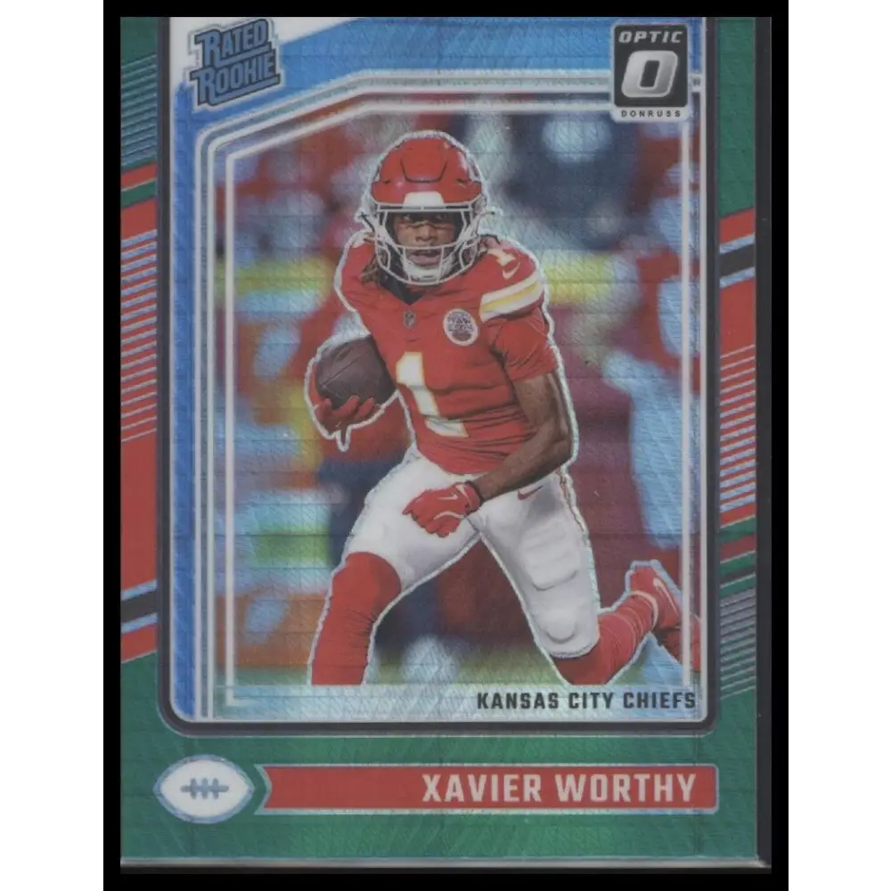 Xavier Worthy 2024 Donruss #398 Optic Rated Rookies Preview Red and Green