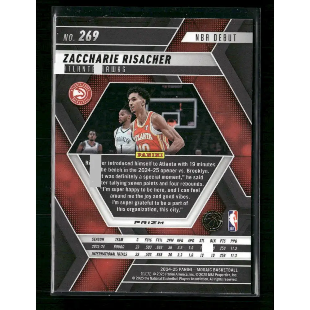 Zaccharie Risacher 2024-25 Panini Mosaic #269 - Trading Card