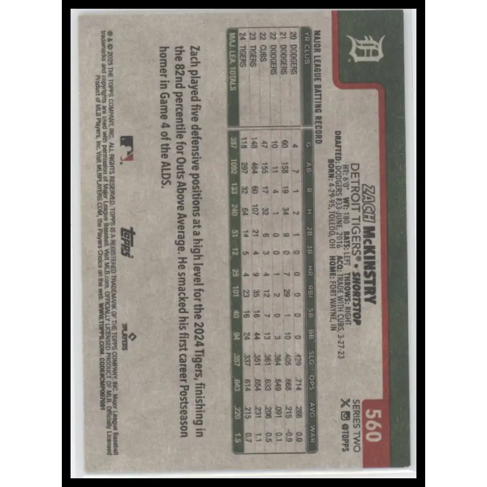 Zach McKinstry 2025 Topps #560 Vintage Stock #/99 - Trading Card