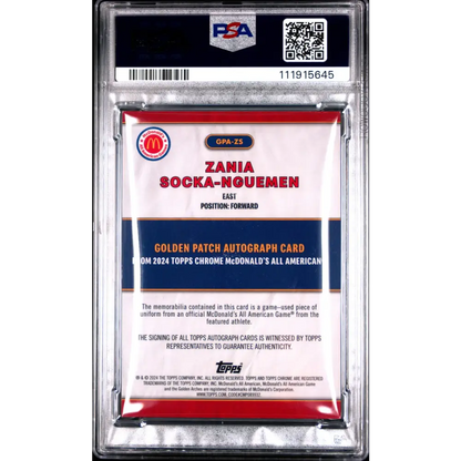 Zania Socka-Nguemen 2024 Mcdonald’s All American Golden Patch Auto PSA 7