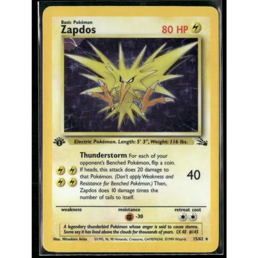 Zapdos (15) Fossil #15/62 - 1st Edition - Holo Error