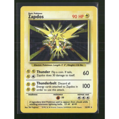 Zapdos Base Set #016/102 - Trading Card