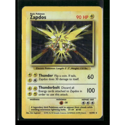 Zapdos Base Set #016/102 - Trading Card