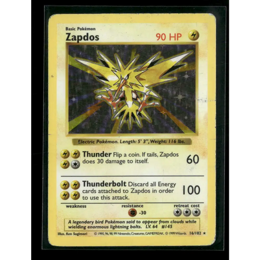 Zapdos Base Set (Shadowless) #016/102 - Trading Card