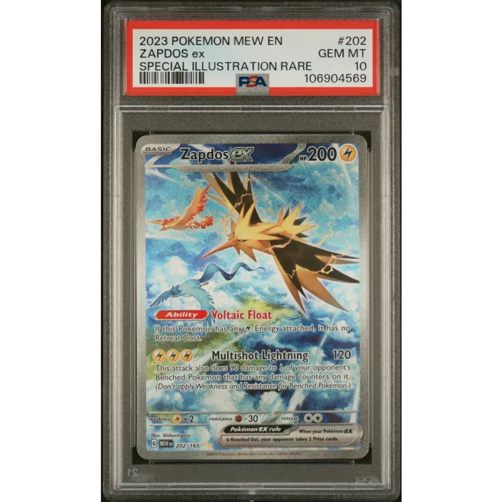 Zapdos Ex 2023 Pokemon Mew En-151 #202 Special Illustration Rare PSA 10 - Graded Trading Card