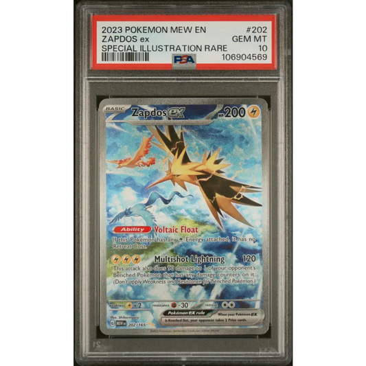 Zapdos Ex 2023 Pokemon Mew En-151 #202 Special Illustration Rare PSA 10 - Graded Trading Card
