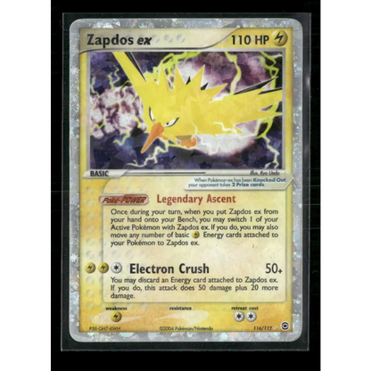 Zapdos ex FireRed & LeafGreen #116/112 - Cracked Ice - Trading Card