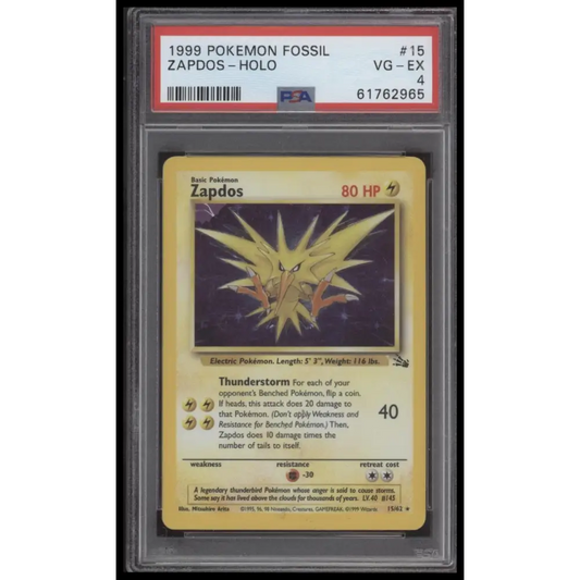 Zapdos-Holo 1999 Pokemon Fossil #15 PSA 4