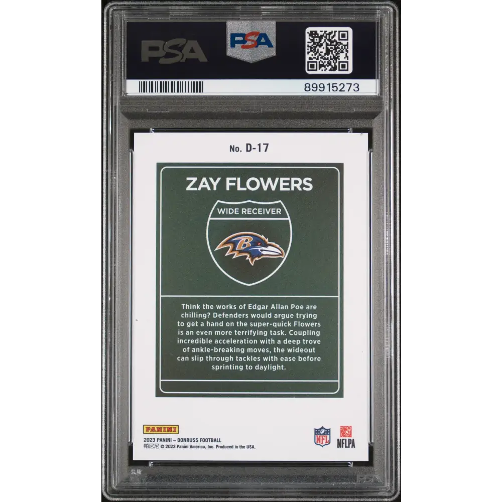 Zay Flowers 2023 Panini Donruss Downtown! #D17 PSA 9 - Graded Trading Card