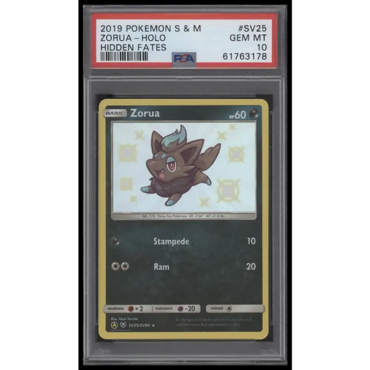 Zorua-Holo 2019 Pokemon Sun & Moon Hidden Fates #SV25 Hidden Fates PSA 10